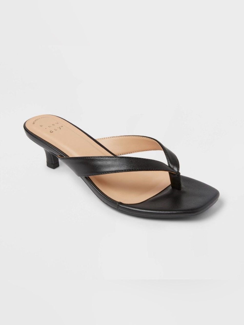 a new day Black Thong Kitten Heel Sandal